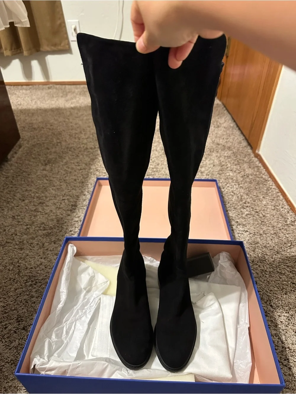 Stuart Weitzman Black over the Knee Suede Boots 5050 city size 4 and half